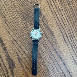 Navy Leather Strap Vintage Lorus Mickey Mouse Watch